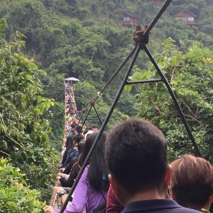 Students were visiting Yalong Bay Tropical Paradise Forest Park in Sanya.